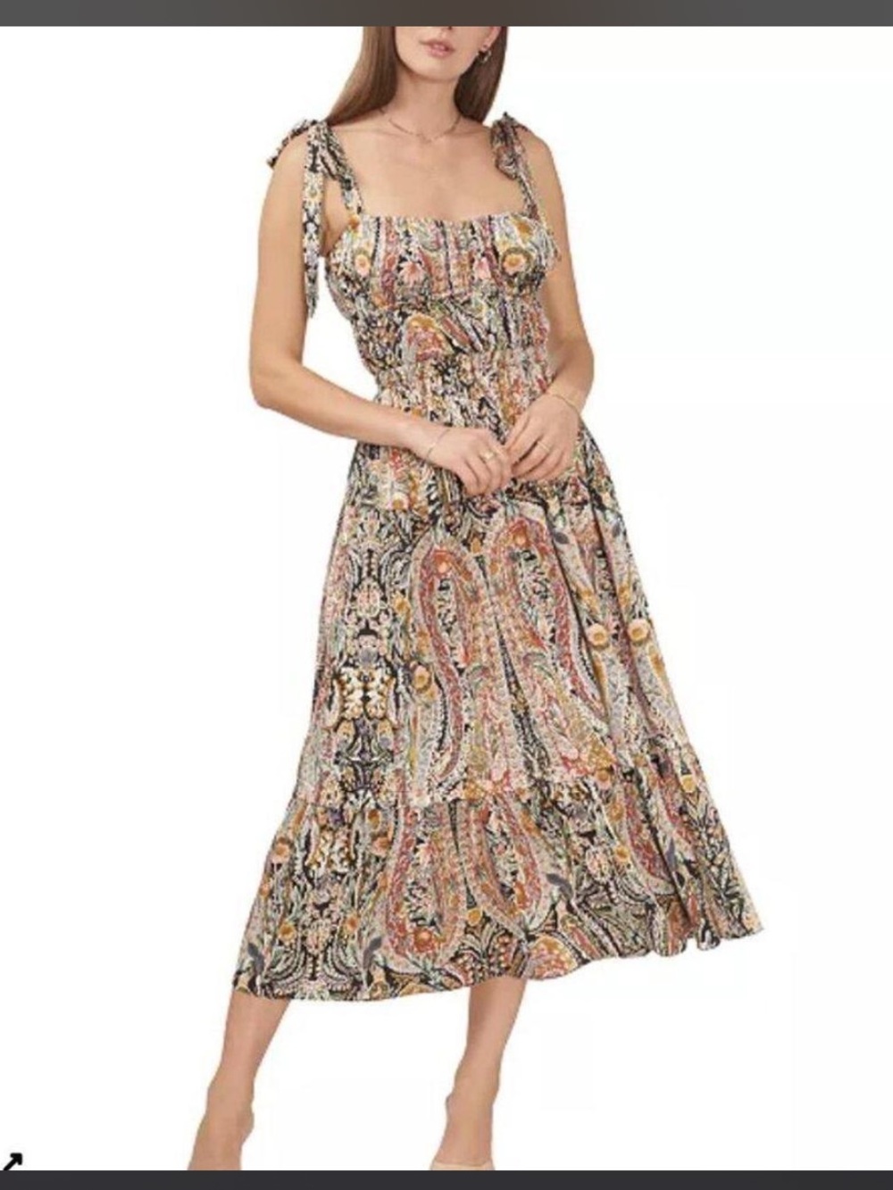 1. State Floral Paisley Tie-Shoulder Midi Dress in Multi